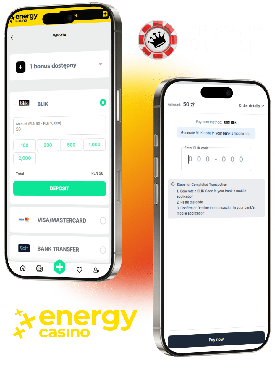 Energy casino w Polsce - proces płatności za pośrednictwem Blik
